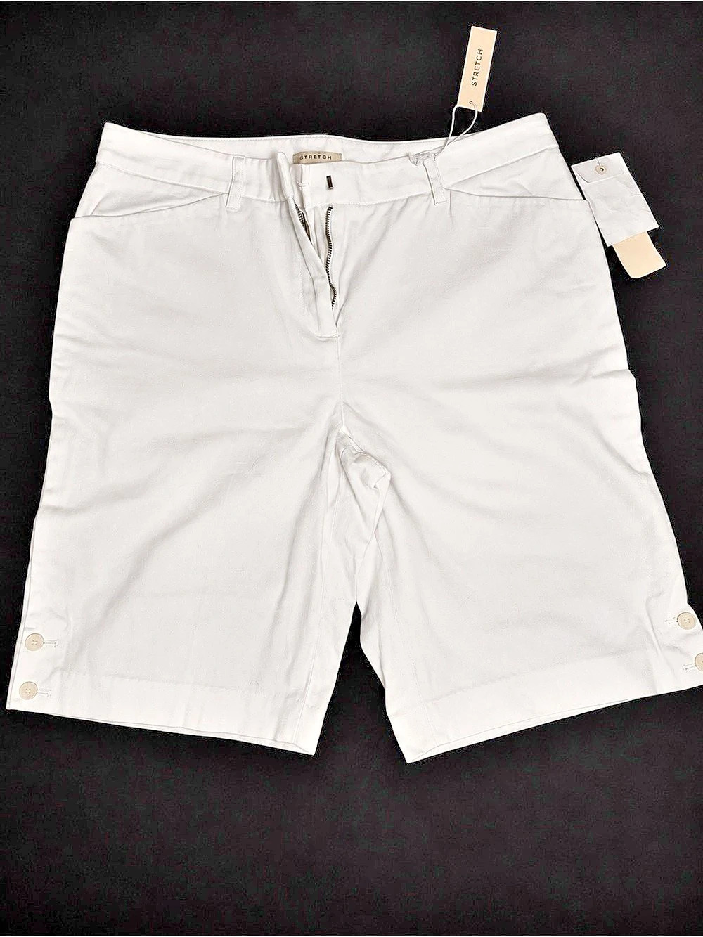 STRETCH White Bermuda Shorts, Size 14, NWT